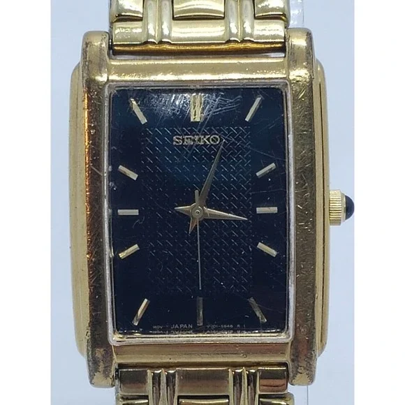 SEIKO セイコー V701-5E40 ヴィンテージ クォーツ 腕時計 Seiko Quartz Men's V701-5E40-R1 Gold Tone ,Lizard Band Watch